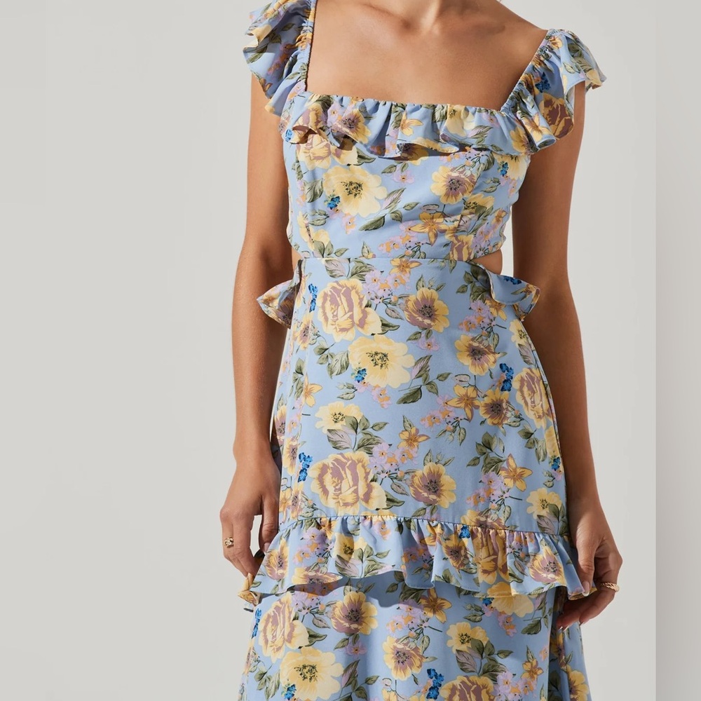 Lysette Floral Ruffle Cutout Maxi Dress